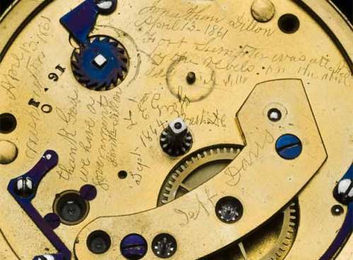 Inscripciones alusivas a la Guerra Civil que grabó el relojero Dillon en 1861- REUTERS